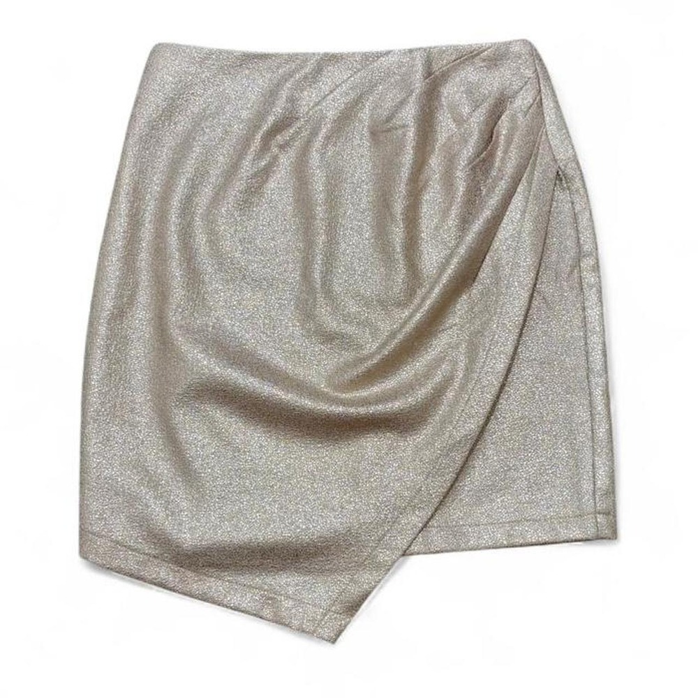 Champagne Mini Skirt Gold Metallic Foil Wrap Party Club Glam DO & BE Size S